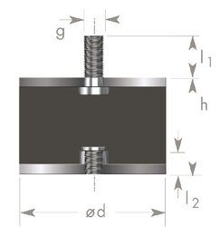Bemaßung Metall-Gummipuffer Typ 2 | © Bemaßung Metall-Gummipuffer Typ 2